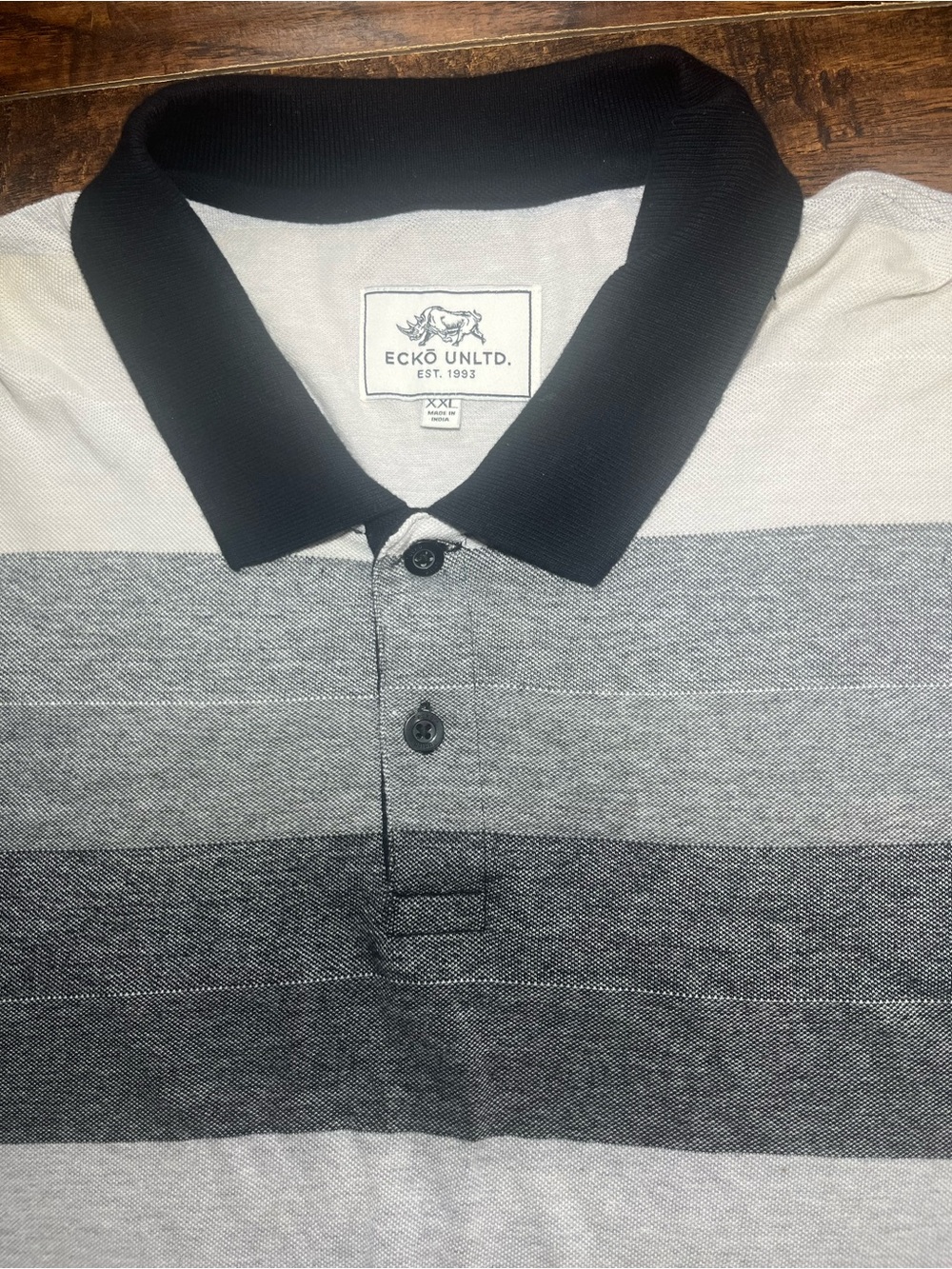 Ecko Unltd Black & Gray Striped Polo with Contrast Collar